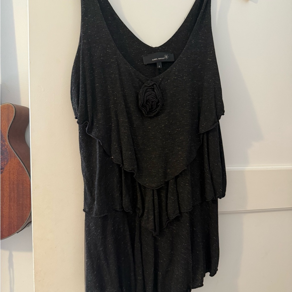 VINTAGE Isabel Marant Black Layered Top with Floral Detail